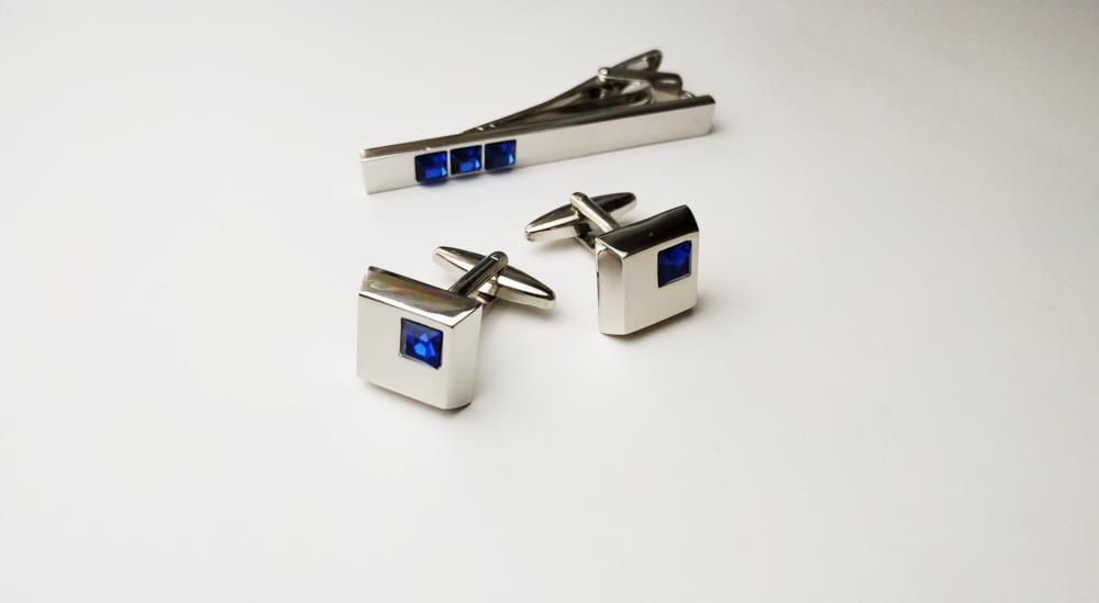 Запонки с синим камнем Набор - изображениe 2