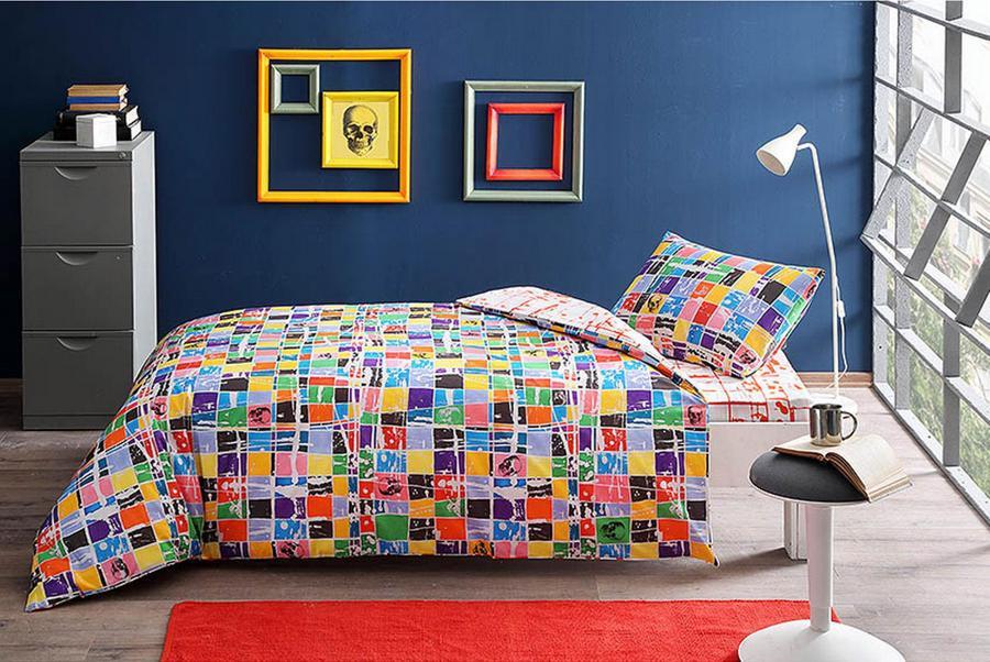 Подростковое постельное белье TAC Ranforce Teen Graffiti Square oranj 160220 ранфорс - изображениe 1
