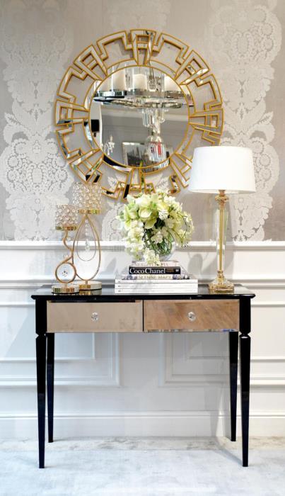 Зеркальная консоль в прихожую гостиную в стиле гламур - изображениe 1