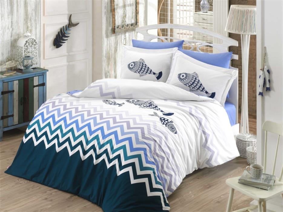 Постельное Белье Hobby Home Poplin Ocean 200220 поплин Турция - изображениe 1