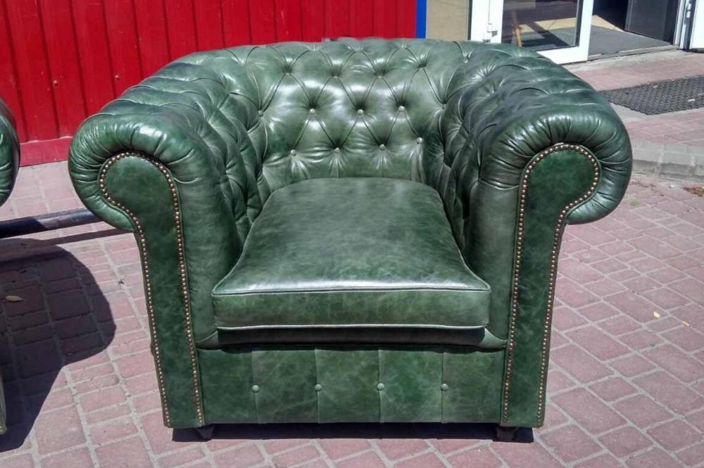 Крісло Chesterfield  Шкіра З Німеччини Після реставрації  - изображениe 1