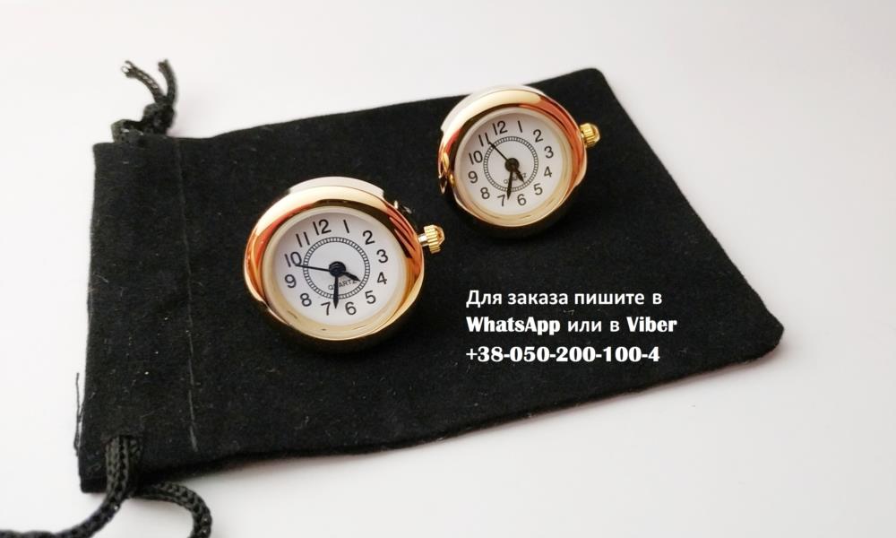 Запонки часы Quartz оригинальные запонки золотые серебро - изображениe 5