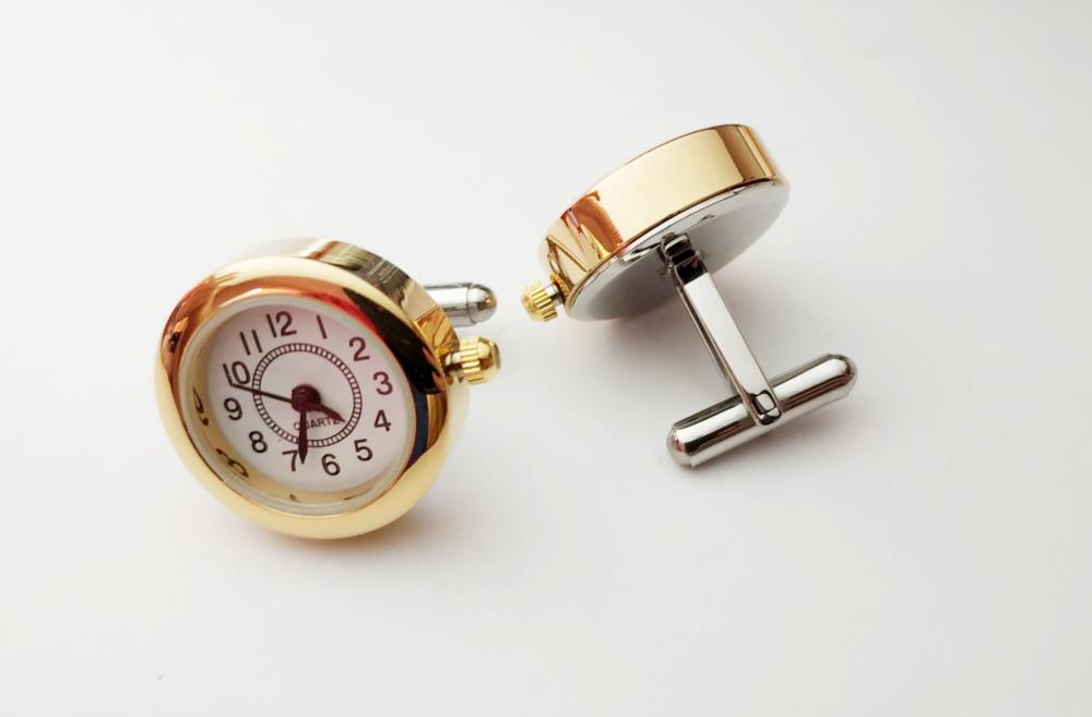 Запонки часы Quartz оригинальные запонки золото - изображениe 3