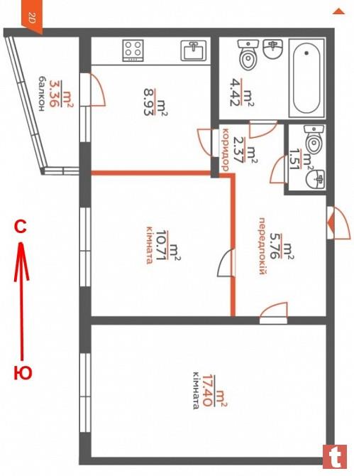 Квартира 54 метра 2 к Вишняковская 4 Осокорки Киев дом сдан - изображениe 5