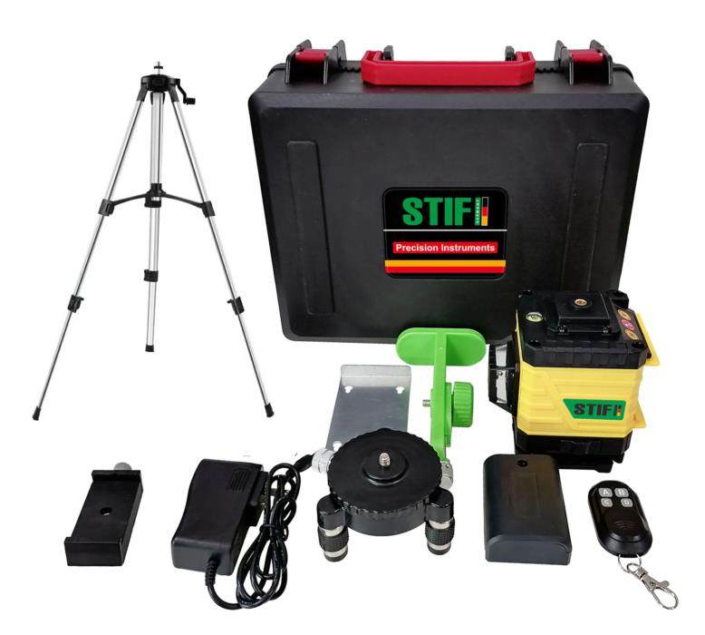 3D Лазерный уровень 12 линий STIF Germany Зеленый луч Нивелир  штатив - изображениe 1