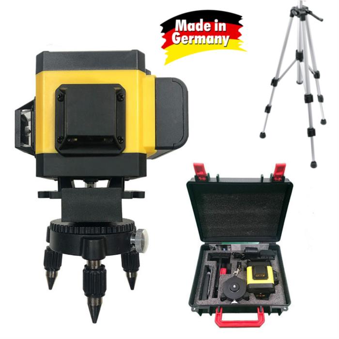 3D Лазерный уровень 12 линий STIF Germany Зеленый луч Нивелир  штатив - изображениe 3