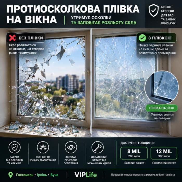 Бронеплівка на вікна від вибухової хвилі Ірпінь Буча - изображениe 6